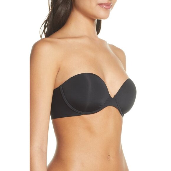🆕NATORI Minimal Contour Underwire Strapless Bra 34DD Black #729229 - Picture 3 of 11